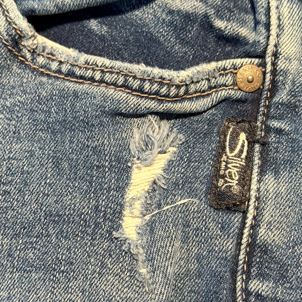 Silver Jeans Co, Mazy Slim Crop Embroidered Distressed Jeans W32/L25 - Picture 3 of 10